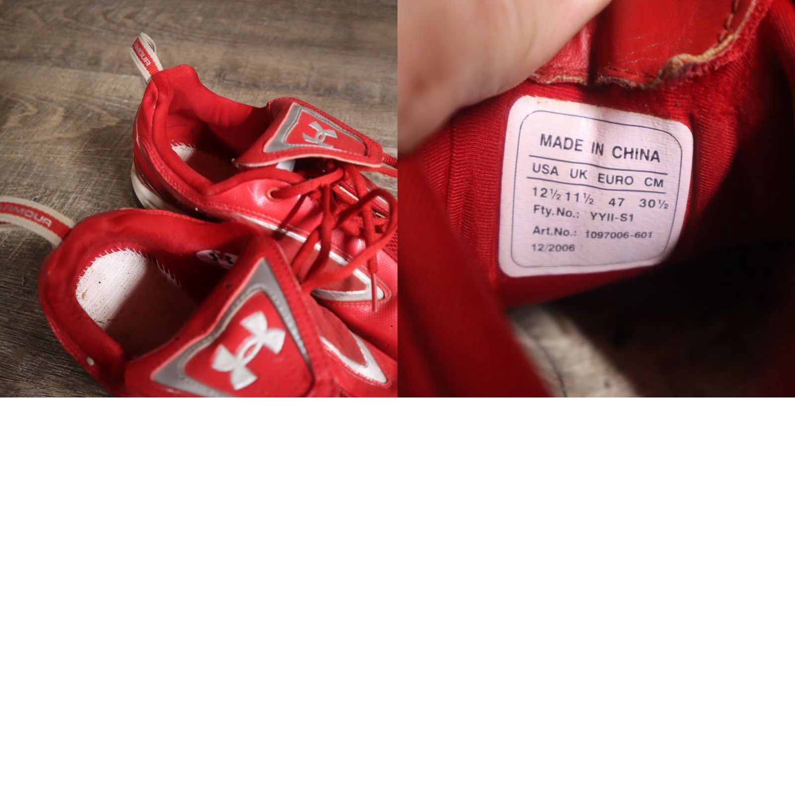 Under Armour UNDER ARMOUR FOAM FOOTBALL Cleats Men 12.5 Red White Adult Size US 12.5 Shoes Size US 13 / EU 46 - 8 Thumbnail