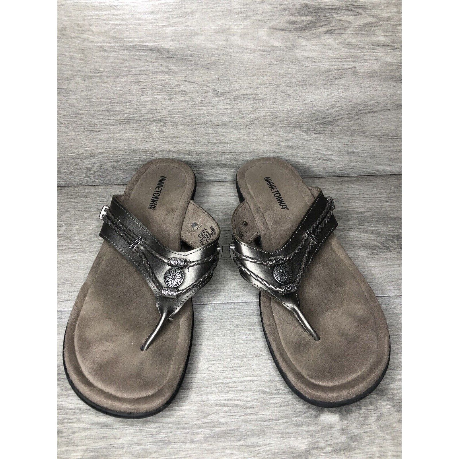 Minnetonka Minnetonka Pewter Silver Silverthorne Filp Flop Thong Sandal Size US 10 / IT 40 - 10 Thumbnail