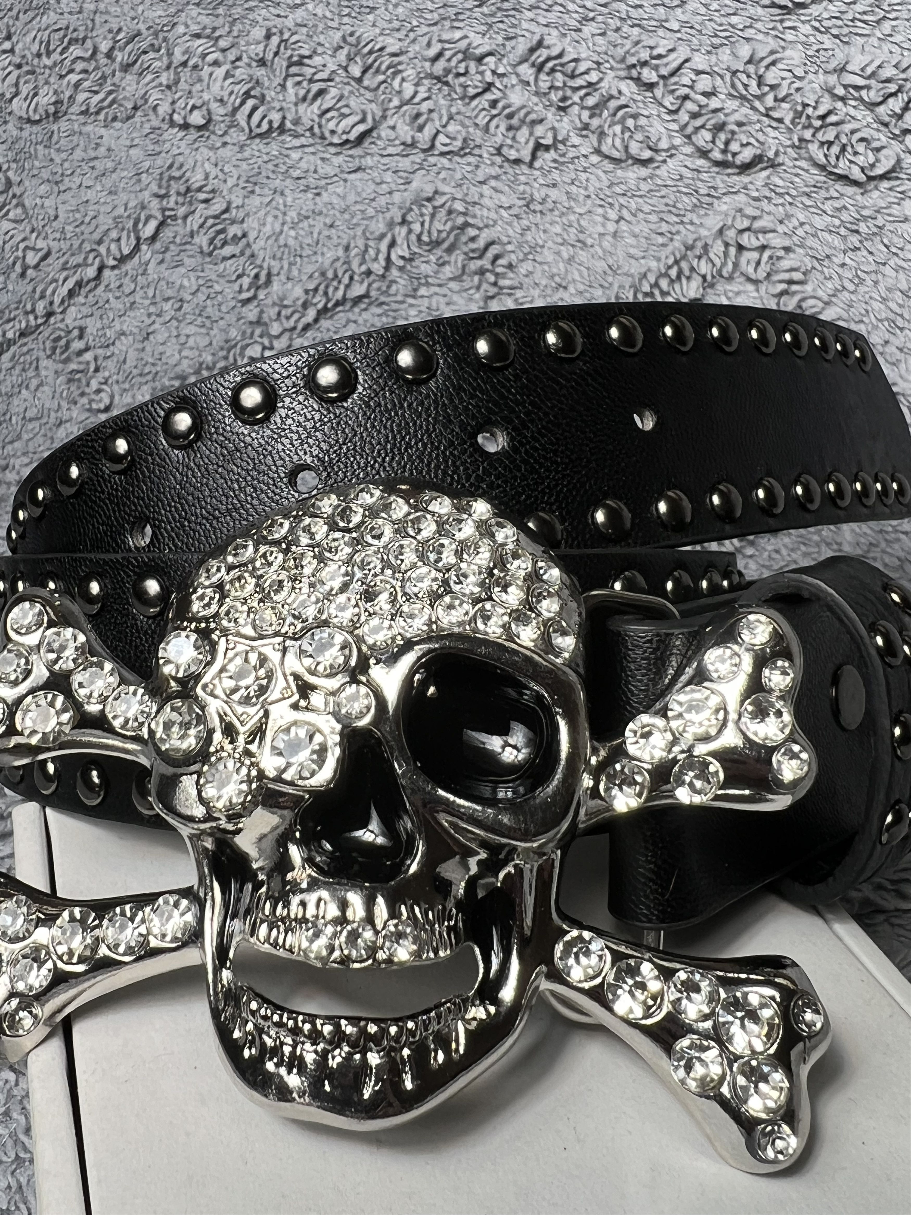 Other Rhinestones Skull Y2K Punk Buckle Belt Size ONE SIZE - 4 Thumbnail