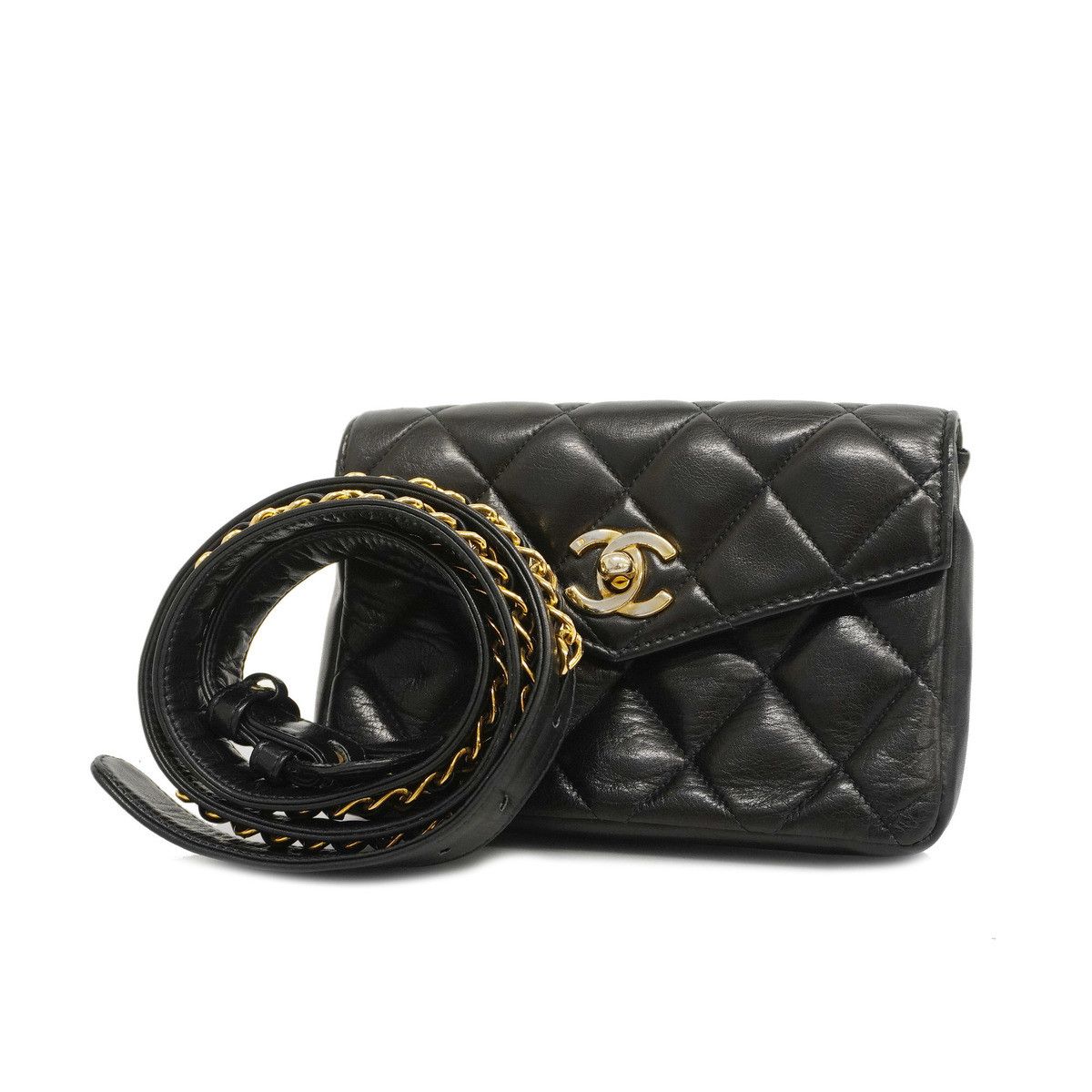 Chanel Waist Bag Matelasse Lambskin Black