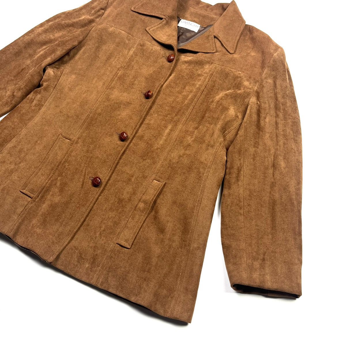 Givenchy × Vintage Vintage Givenchy 90s En Plus Long Blazwe Brown Size 42R - 3 Thumbnail
