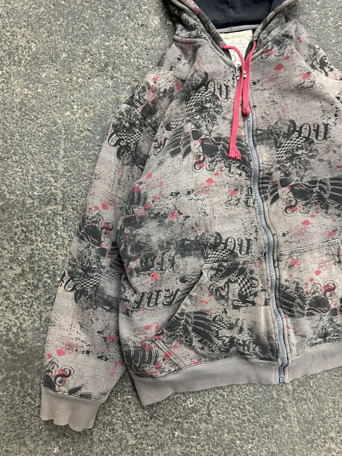Vintage Y2K grunge skull zip up hoodie Size US L / EU 52-54 / 3 - 2 Thumbnail