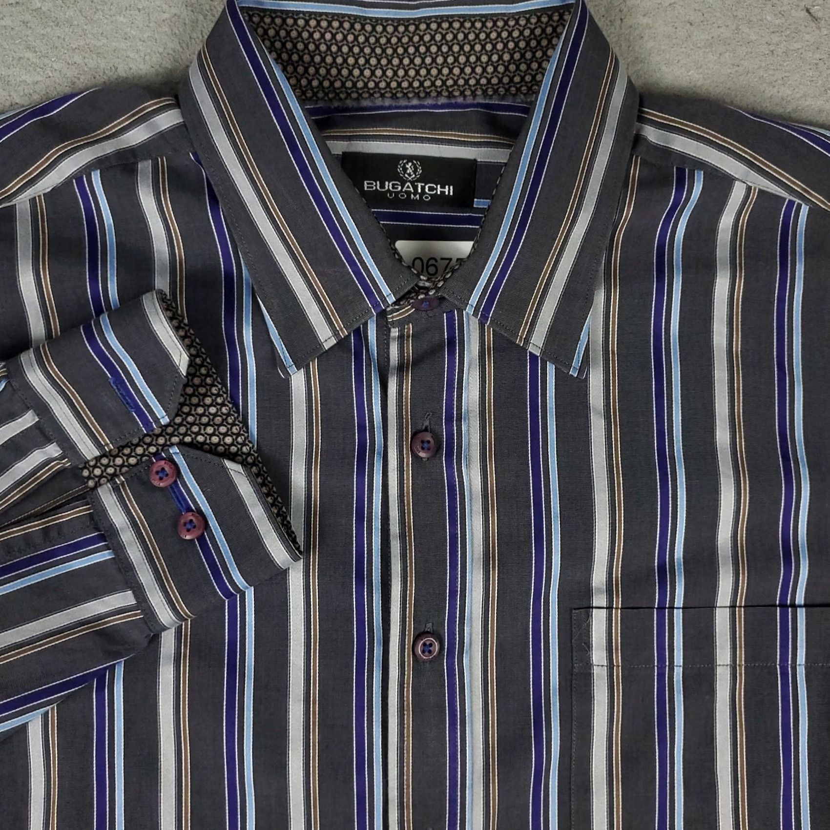 BUGATCHI Bugatchi Uomo Shirt Mens 2XL Blue Striped Button Up Long Sleeve Size US XXL / EU 58 / 5 - 2 Thumbnail