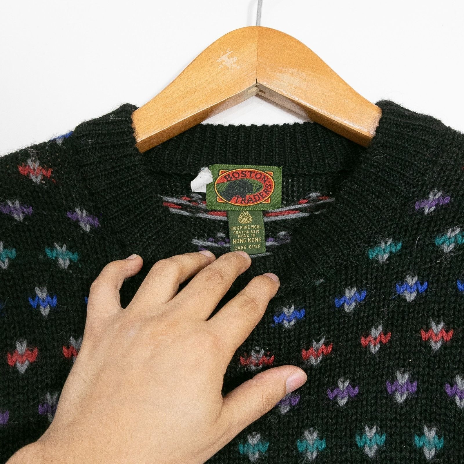 Boston Traders Vintage 90s Boston Traders Speckled Wool Sweater Mens Large Size US L / EU 52-54 / 3 - 5 Thumbnail
