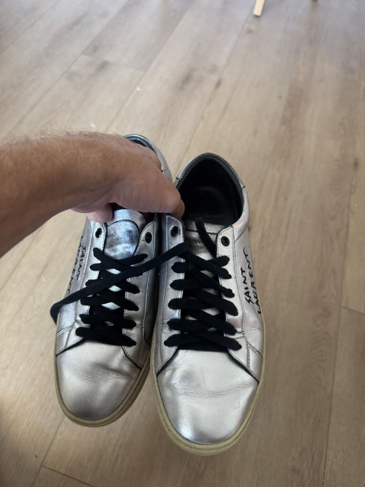 Saint Laurent Paris Court sig low silver Size US 8 / EU 41 - 2 Thumbnail