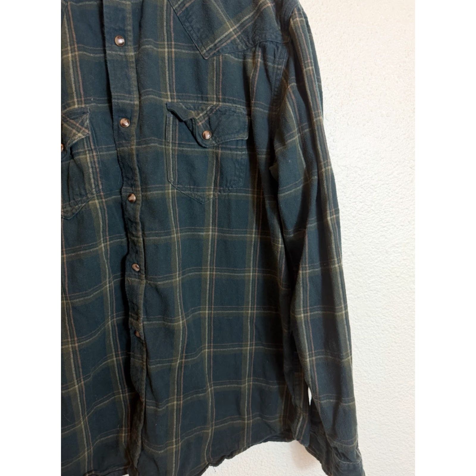 Cody James Cody James Men’s Large Long Sleeve Green Plaid Pearl Snap Flannel Shirt Size US L / EU 52-54 / 3 - 4 Thumbnail