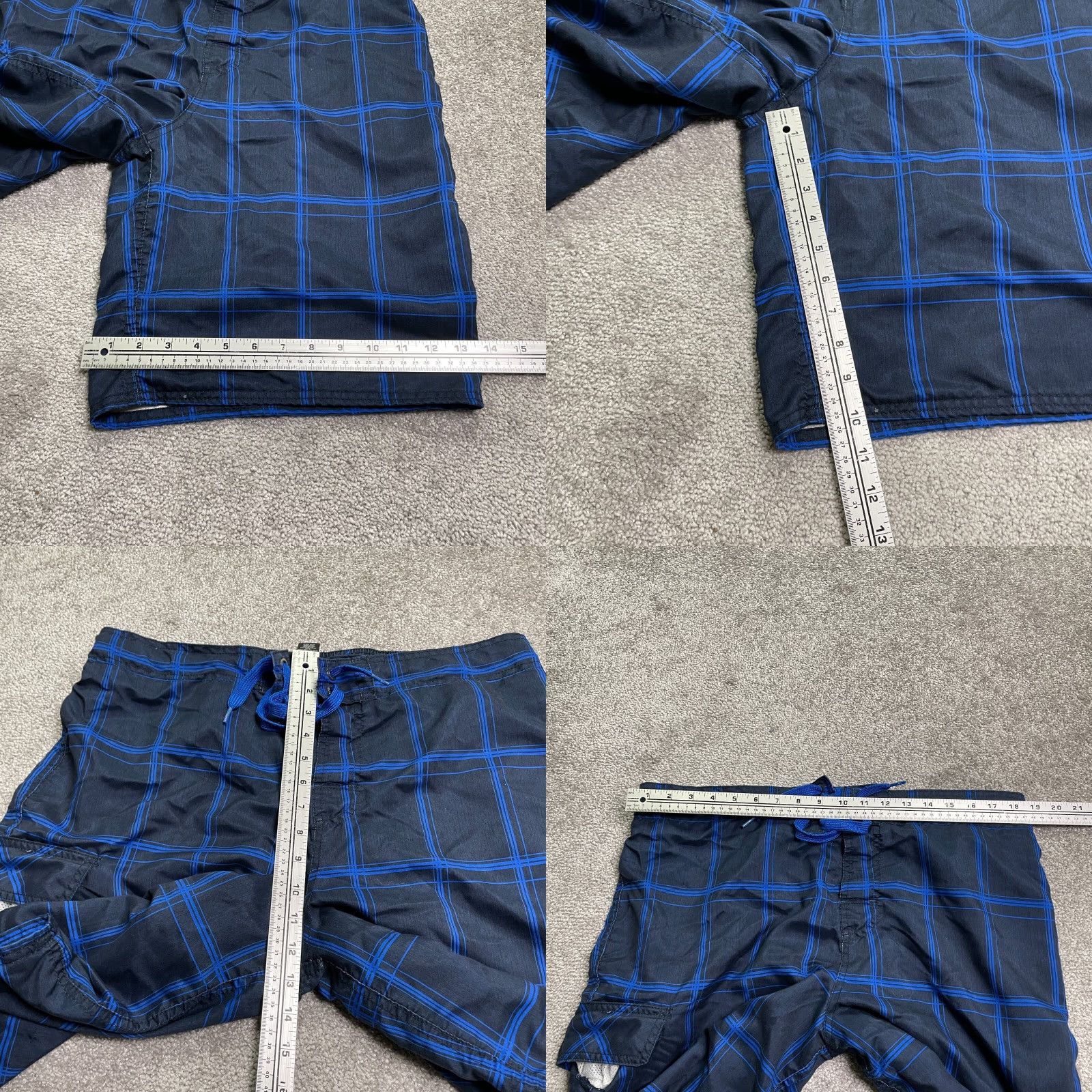 Ocean Pacific Ocean Pacific Water Shorts Mens Large Blue Black Check Drawstring Swim Trunks Size US 33 - 8 Thumbnail