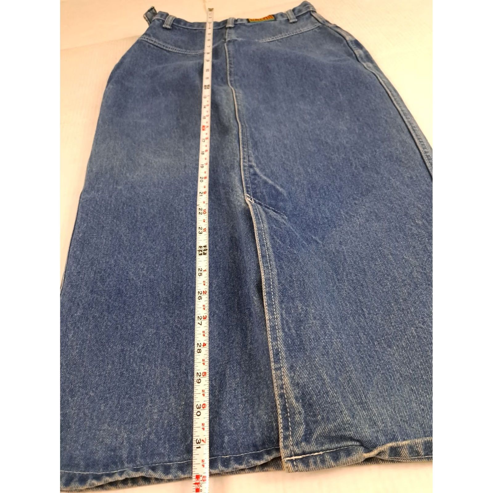 Calvin Klein VINTAGE Calvin Klein Women Skirt Denim Blue 32" Split Back Knee Length 90s Flare Pockets 26" Waist 7/8 XS/Regular Women Size 28" / US 6 / IT 42 - 7 Thumbnail