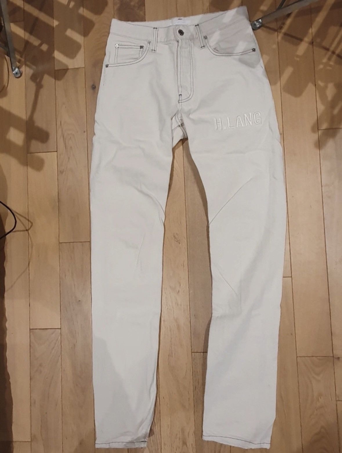 image of Cream/white Helmut Lang Embroidered Logo, Men's (Size 30)