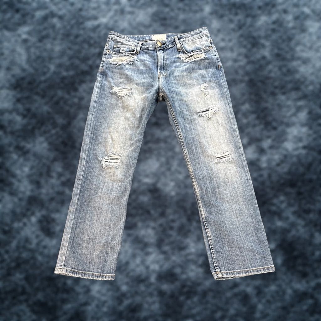 Vintage Current/Elliott Jeans Women Ankle Crop 27 Blue Denim High Rise Inseam 24 Stiletto Skinny Shipwreck Destroy Size 27" / US 4 / IT 40 - 1 Thumbnail