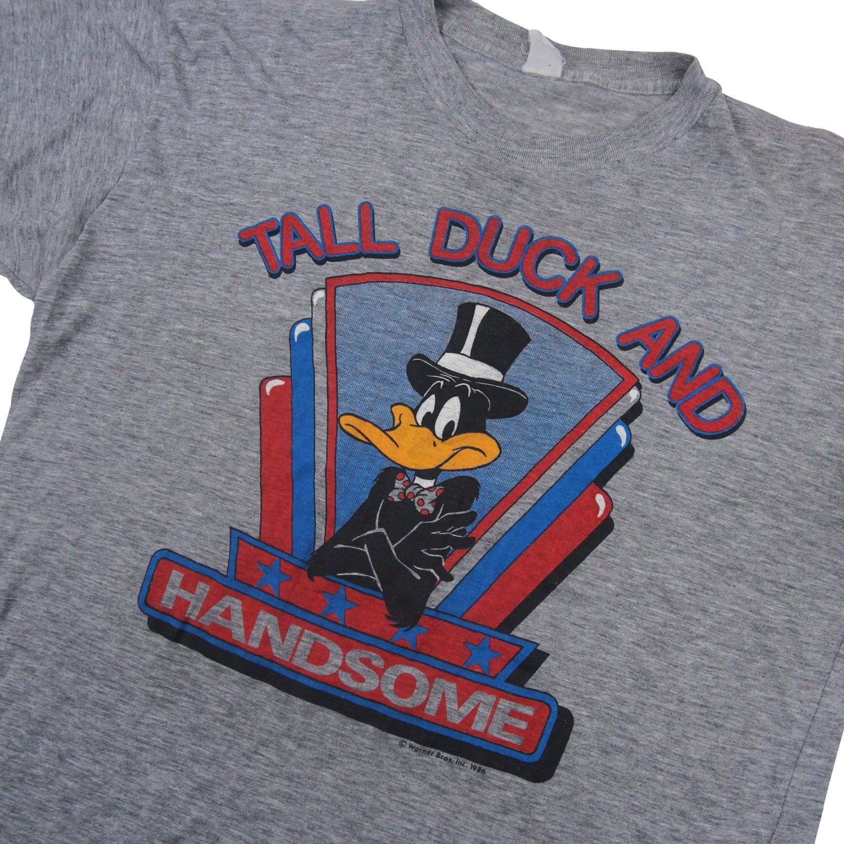Vintage VINTAGE 80s Looney Tunes Daffy Duck "Tall, Duck, and Handsome" Graphic T Shirt Mens Large Gray Size US L / EU 52-54 / 3 - 2 Thumbnail