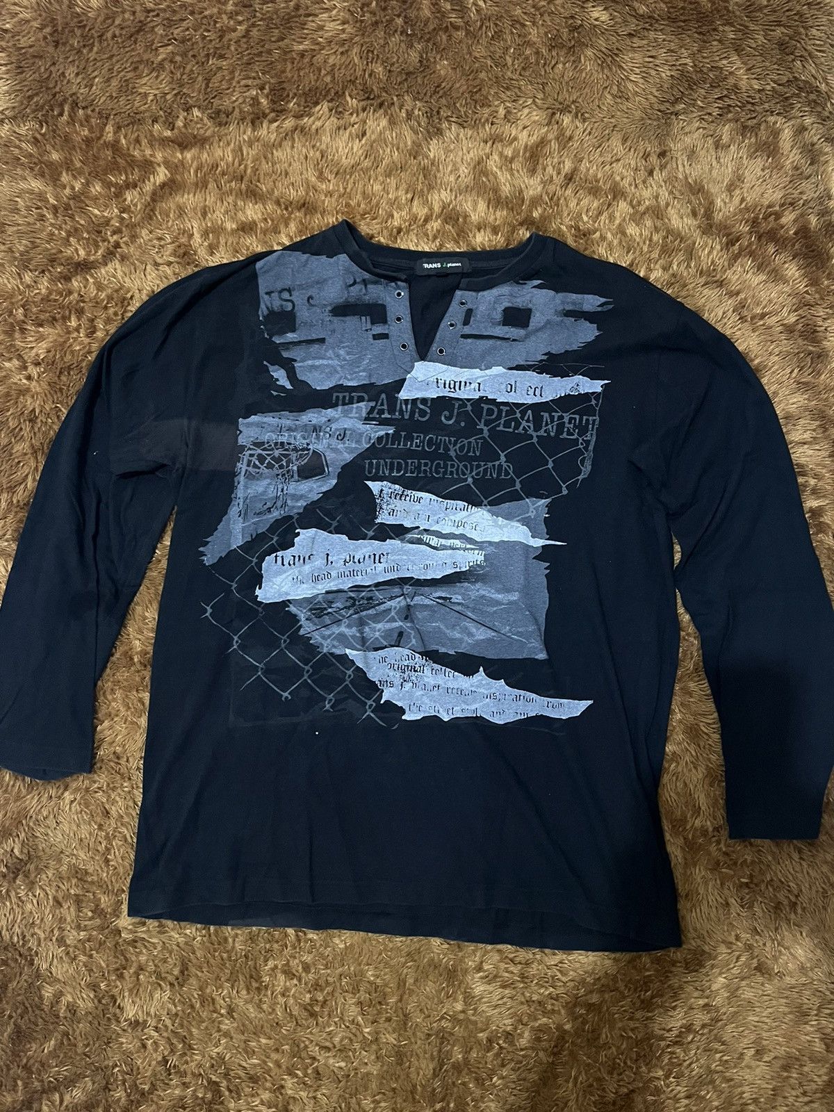 Japanese Brand Trans J Planet Quote Grunge Poem Style Long Sleeve Tshirt Size US XL / EU 56 / 4 - 1 Thumbnail