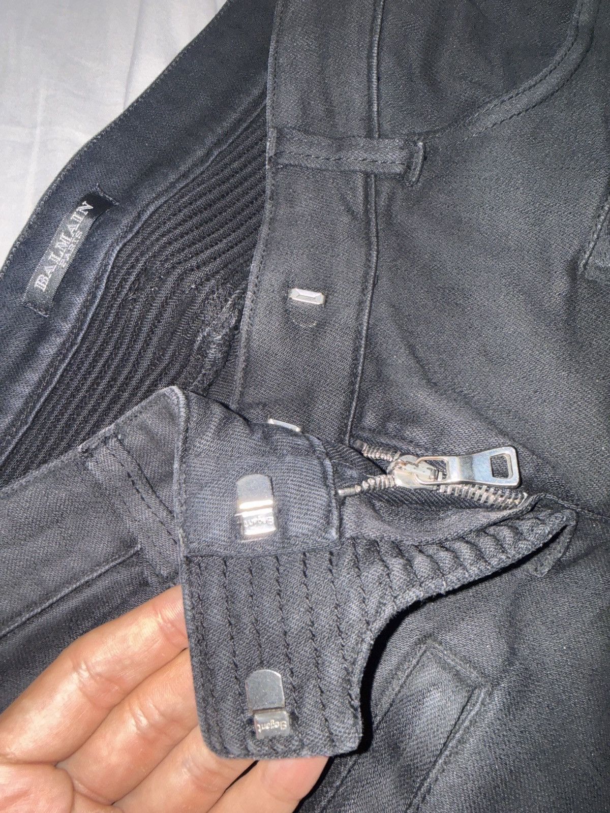 Balmain BALMAIN Biker Jeans / Ribbed Panels (Olivier Rousteing Era) Size 27" / US 4 / IT 40 - 7 Thumbnail