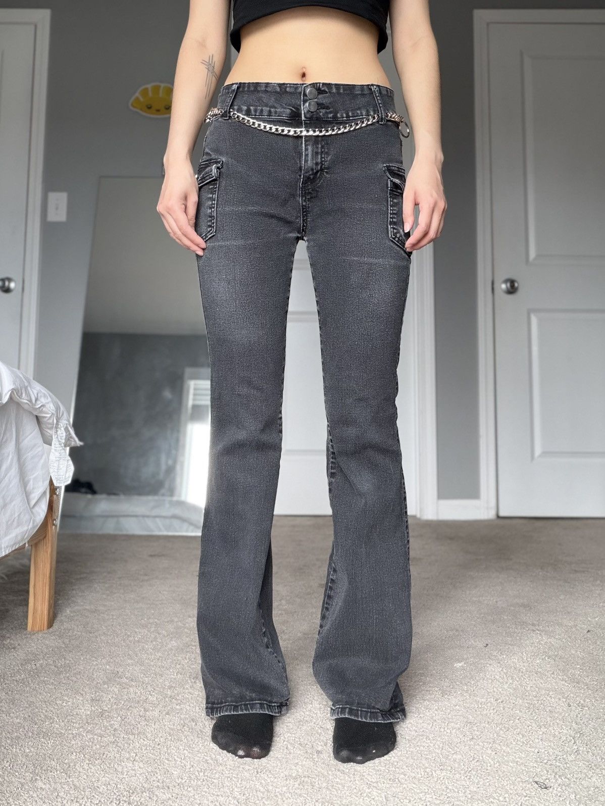 Other Y2K Cargo Pocket Flare Jeans Size 28" / US 6 / IT 42 - 1 Thumbnail