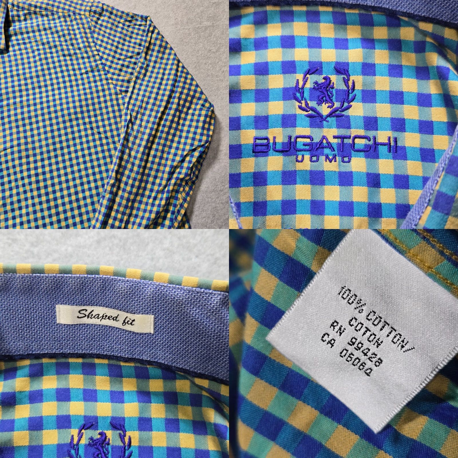 BUGATCHI Bugatchi Uomo Button-Up Shirt Mens Medium Cotton Checkered Shaped Fit Multicolor Warm Weather Casual Size 40R - 8 Thumbnail