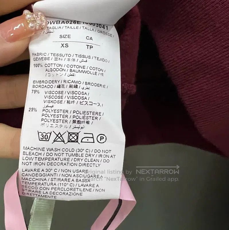 Off-White Off-White Burgundy Cotton Long Sleeve Sweatshirt . Size XS / US 0-2 / IT 36-38 - 4 Thumbnail