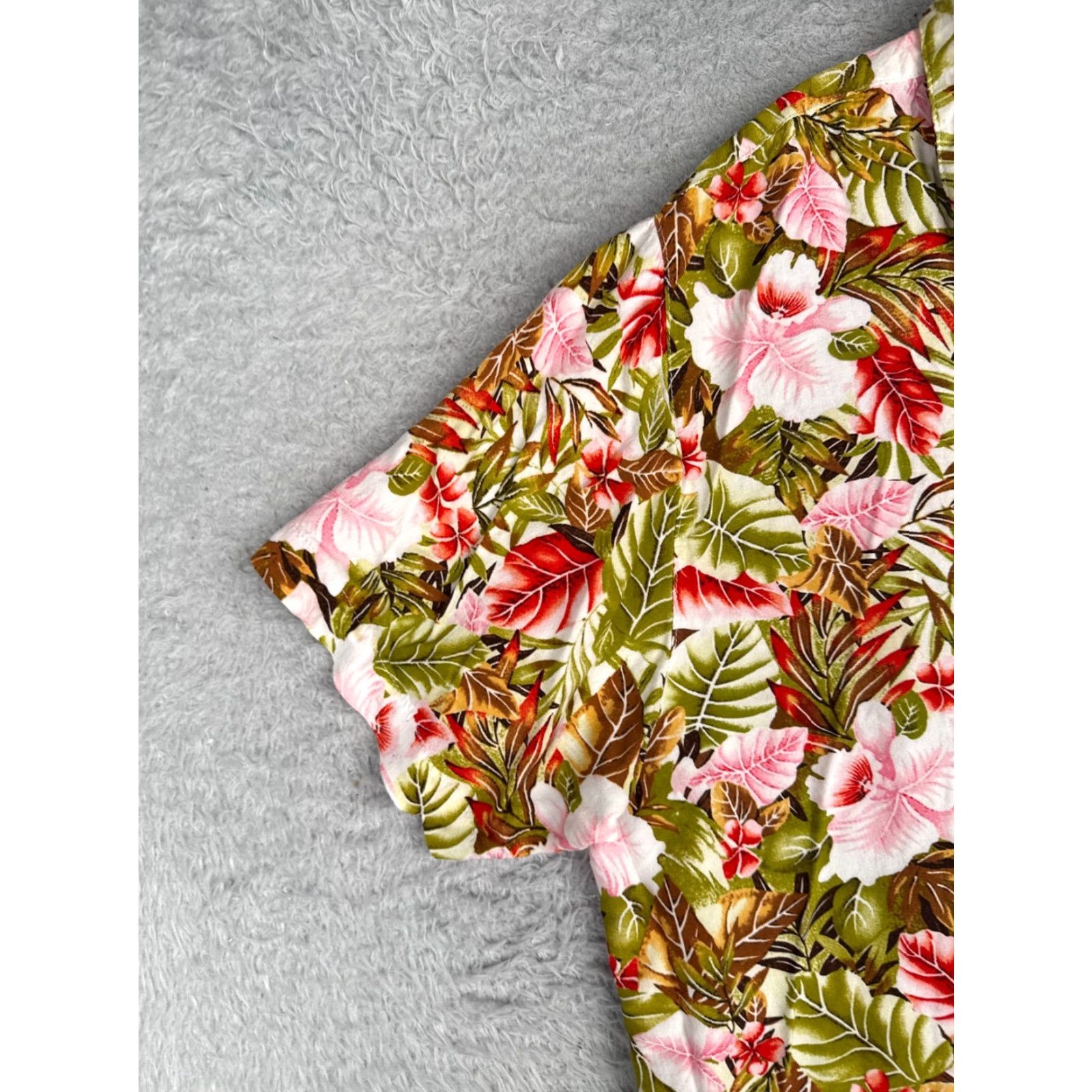 Pinko Princess Cruises Shirt Women 2XL Green Floral Rayon Hawaiian Button Up Casual Travel Short Sleeve Womens Vintage: No Size XXL / US 16-18 / IT 52-54 - 3 Thumbnail