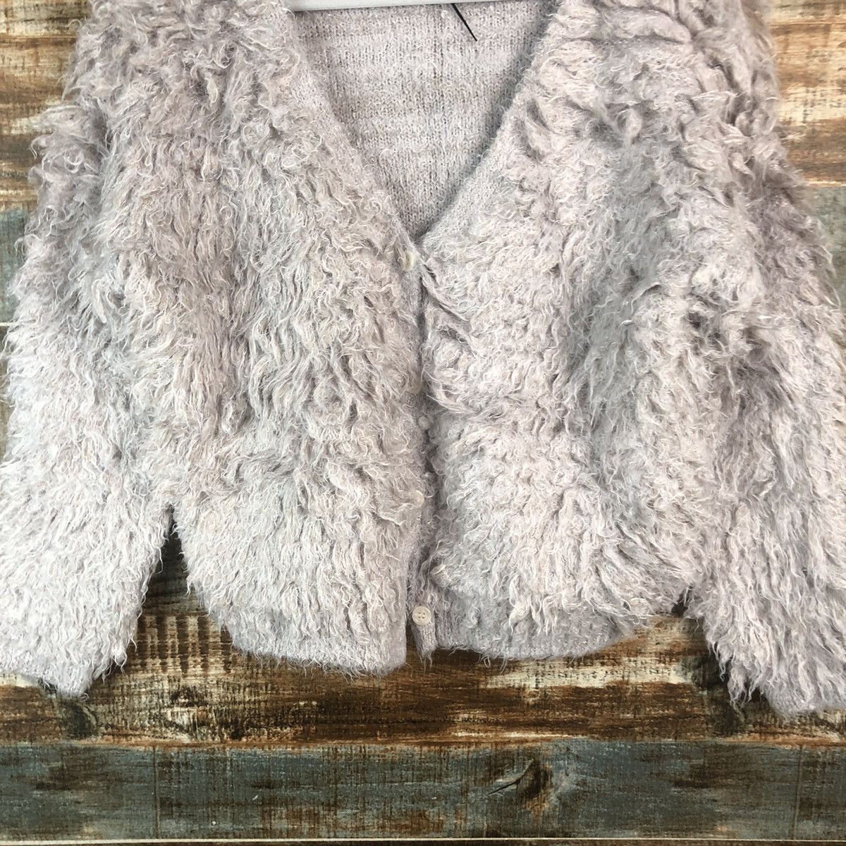 Japanese Brand DL Archives Gray Mohair Cardigan Knitwear #C374 Size M / US 6-8 / IT 42-44 - 3 Thumbnail