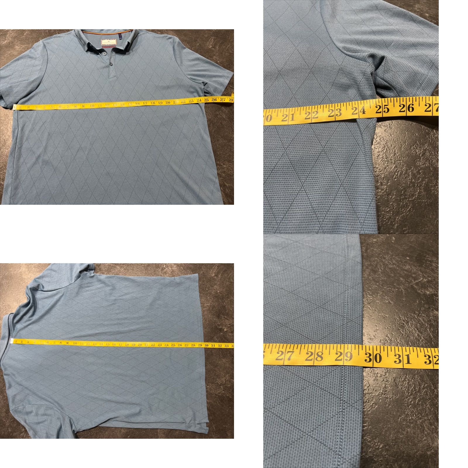 Vintage Ambition Polo Shirt Blue Mens XL Short Sleeve Casual Golf Moisture Wicking Stretch Button Collared Regular Cotton Polyester Size US XL / EU 56 / 4 - 8 Thumbnail