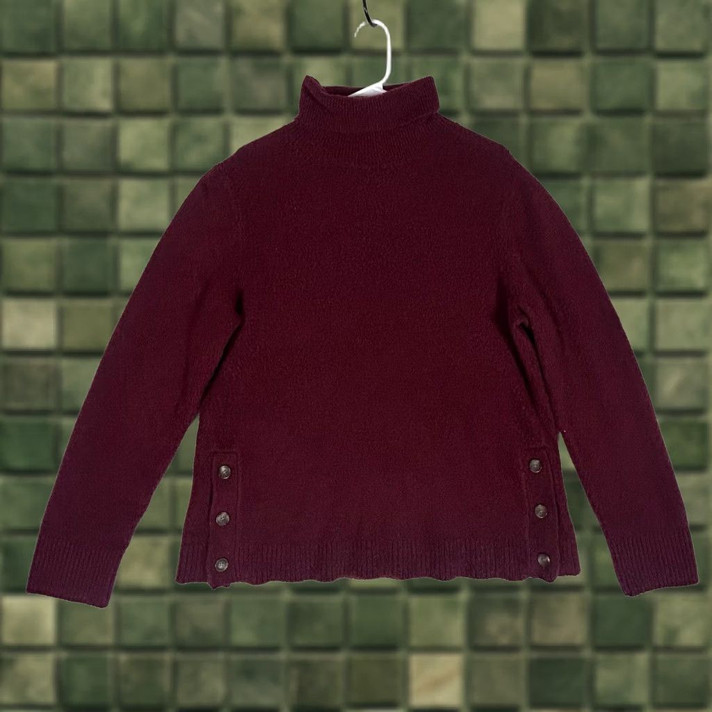 J.Crew J.CREW Sweater Women L Turtleneck Long Sleeve Red Wool Blend Bling Neckpullover Size L / US 10 / IT 46 - 1 Thumbnail