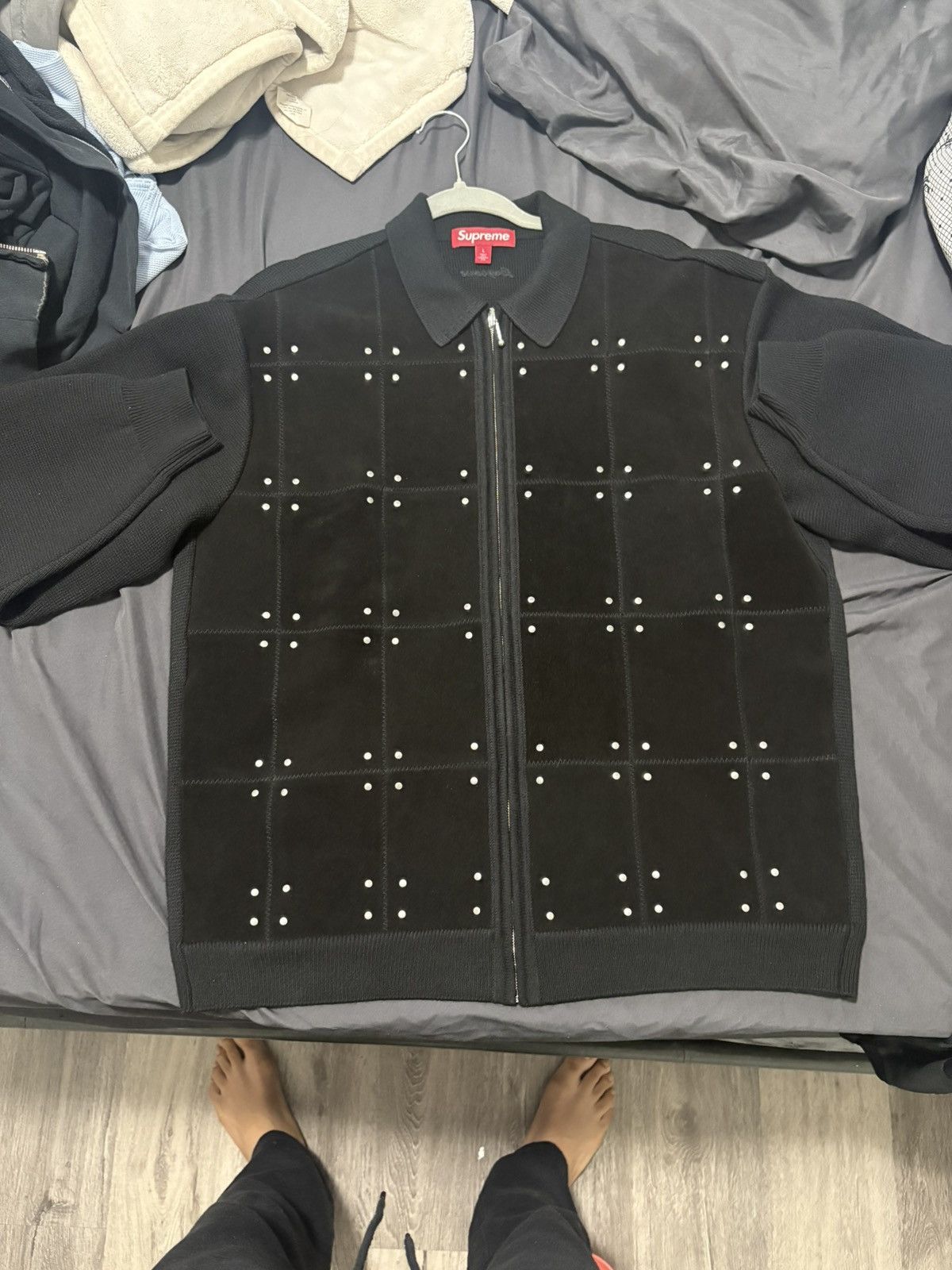 Supreme Supreme Studded Suede Zip Up Cardigan 'Black Size US L / EU 52-54 / 3 - 3 Thumbnail
