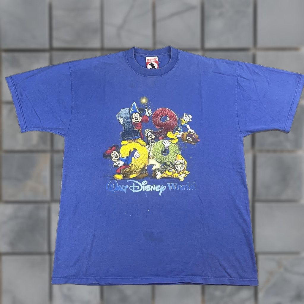 Disney VINTAGE Mickey Inc TShirt Adult XL Blue 1990s Disney World Distressed Shirt Regular Cotton Logo 90s Mens Size US XL / EU 56 / 4 - 1 Thumbnail