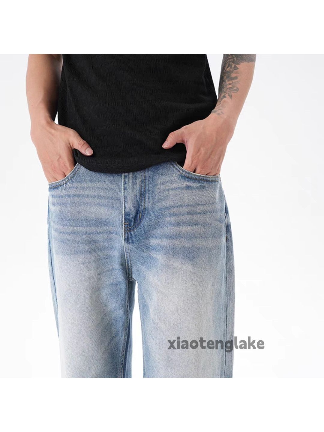 Designer Unisex washed faded loose baggy skate hiphop y2k pants Size US 34 / EU 50 - 4 Thumbnail
