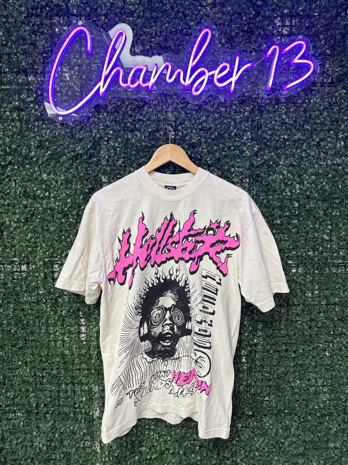 image of Hellstar Pink Rage Tee in White, Men's (Size Small)