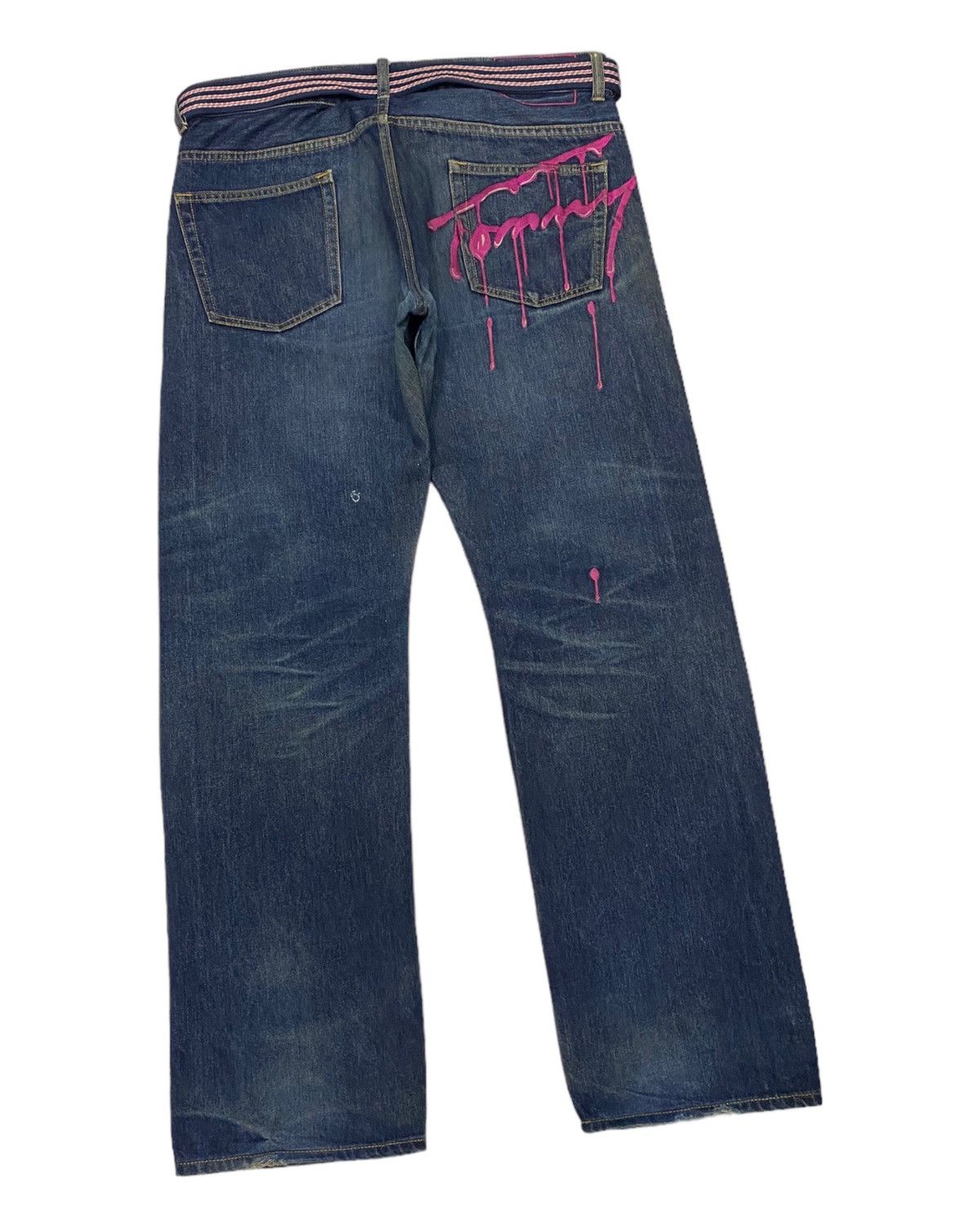 Hysteric Glamour × If Six Was Nine × Tommy Hilfiger RARE🔥TOMMY SPLASH EMBROIDERY DISTRESSED DENIM JEANS Size US 34 / EU 50 - 3 Thumbnail
