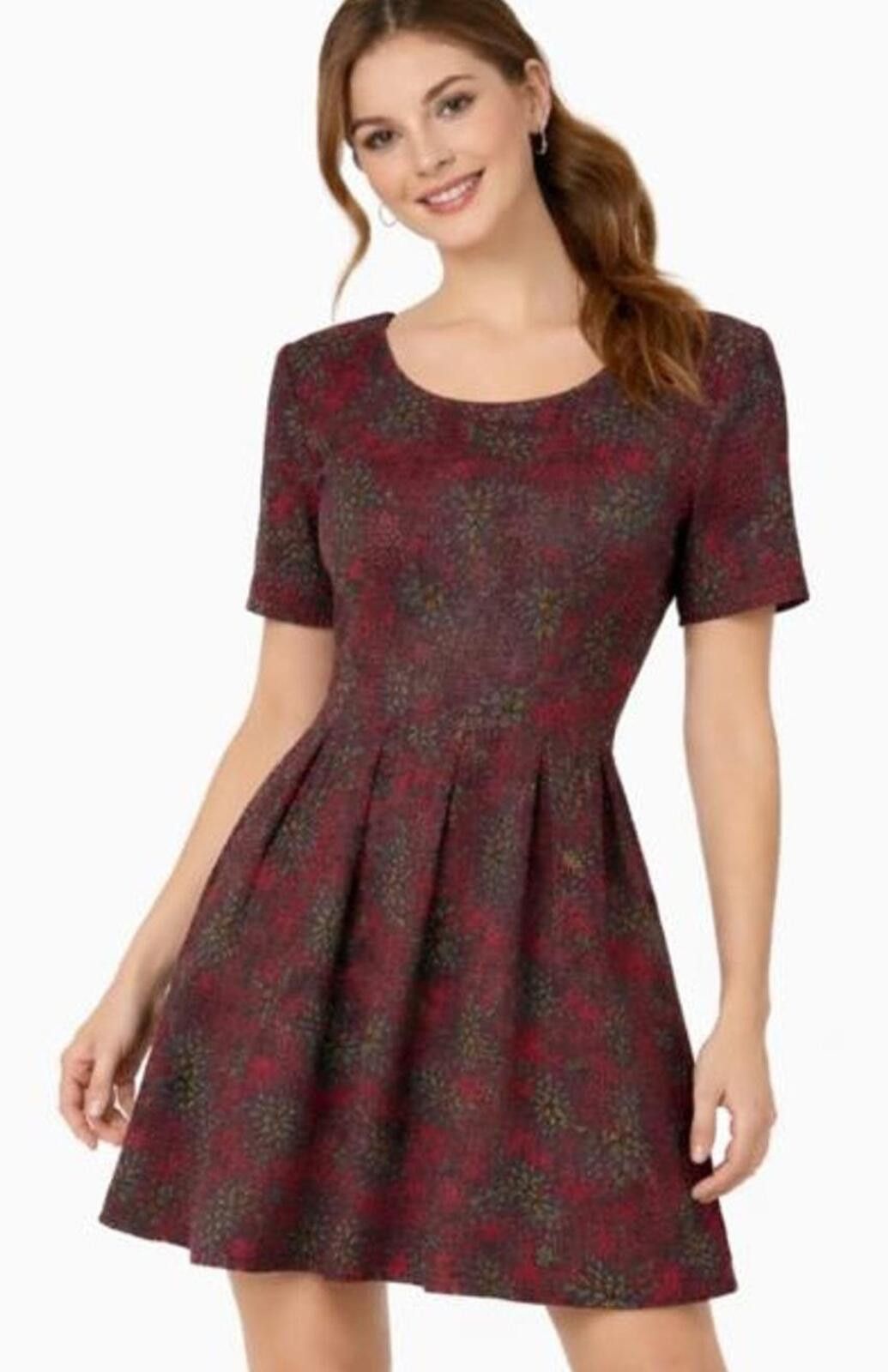 Other LuLaRoe Dress Women's Sz Large Burgundy Red Floral Zip Back Size L / US 10 / IT 46 - 1 Thumbnail