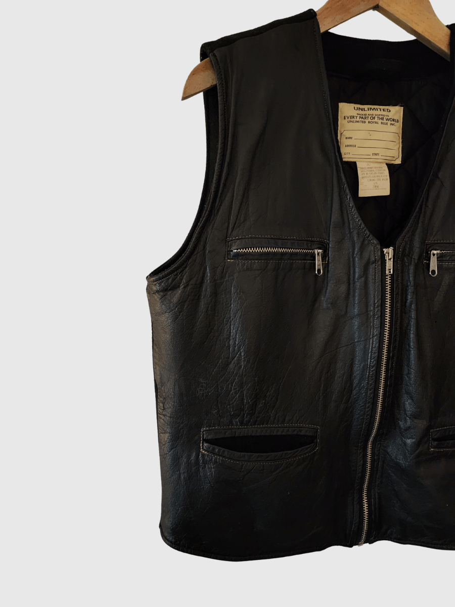 Other 80s UNLIMITED Genuine Leather- Wool Men’s Biker Vest Size US L / EU 52-54 / 3 - 4 Thumbnail