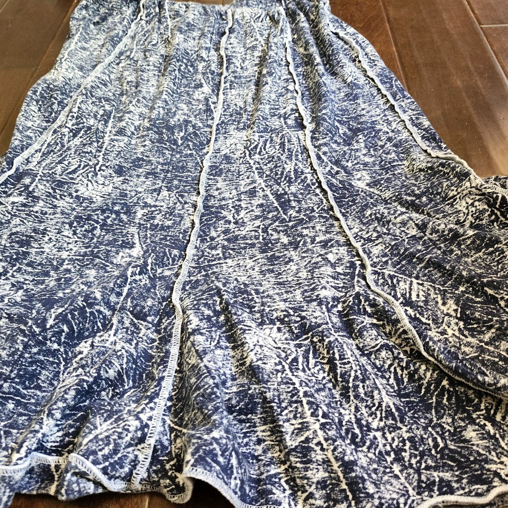 Vintage Bonnie Boynton Women's Blue Maxi Skirt - Size L - Cotton - Pull On - Long - Regular - Spring Summer Fall - Womens Size 36" / US 14 / IT 50 - 5 Thumbnail
