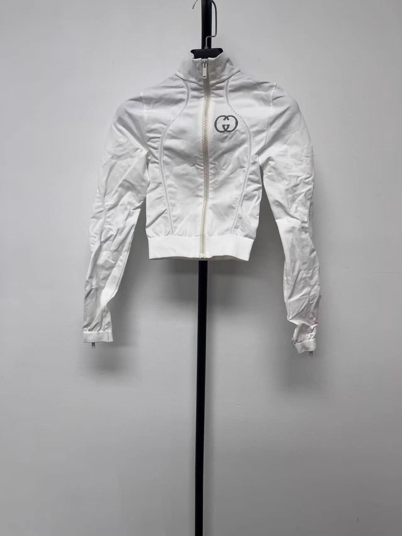 Gucci GUCCI White Logo Zip Long Sleeve Jacket S Size S / US 4 / IT 40 - 1 Thumbnail