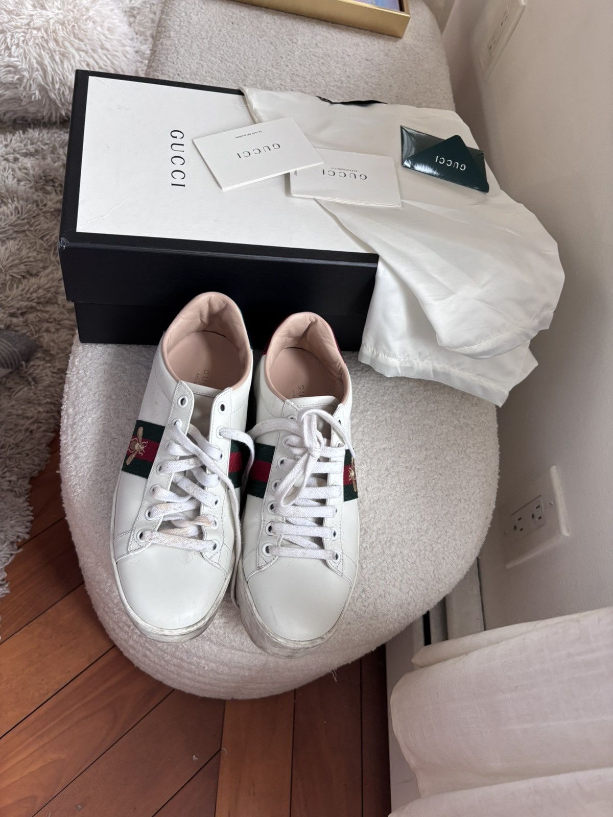 Gucci Gucci Ace Platform White Size US 8 / IT 38 - 1 Thumbnail