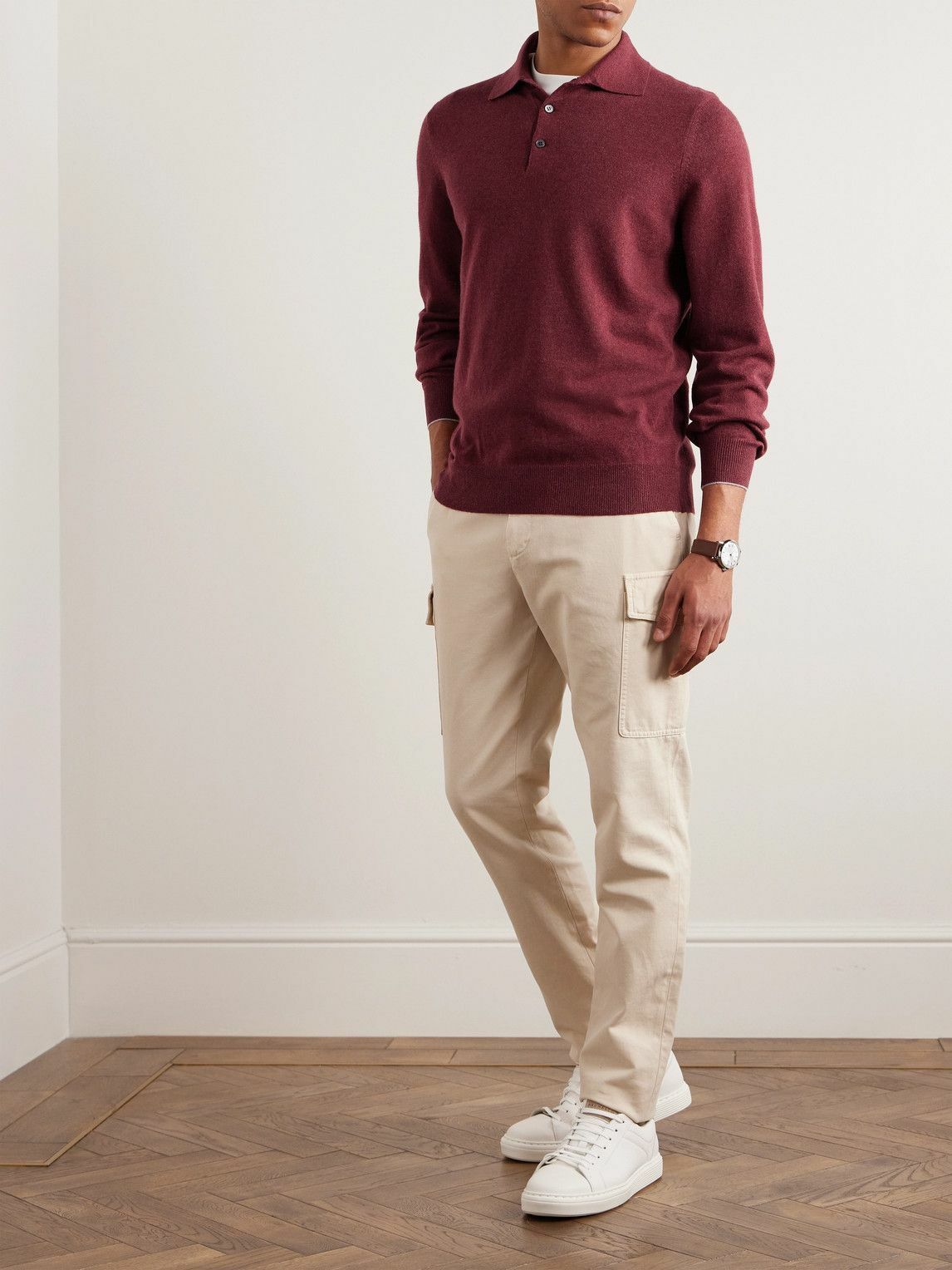 Brunello Cucinelli o1w1db10225 Cashmere Polo Shirt in Dark Red Size US S / EU 44-46 / 1 - 2 Thumbnail