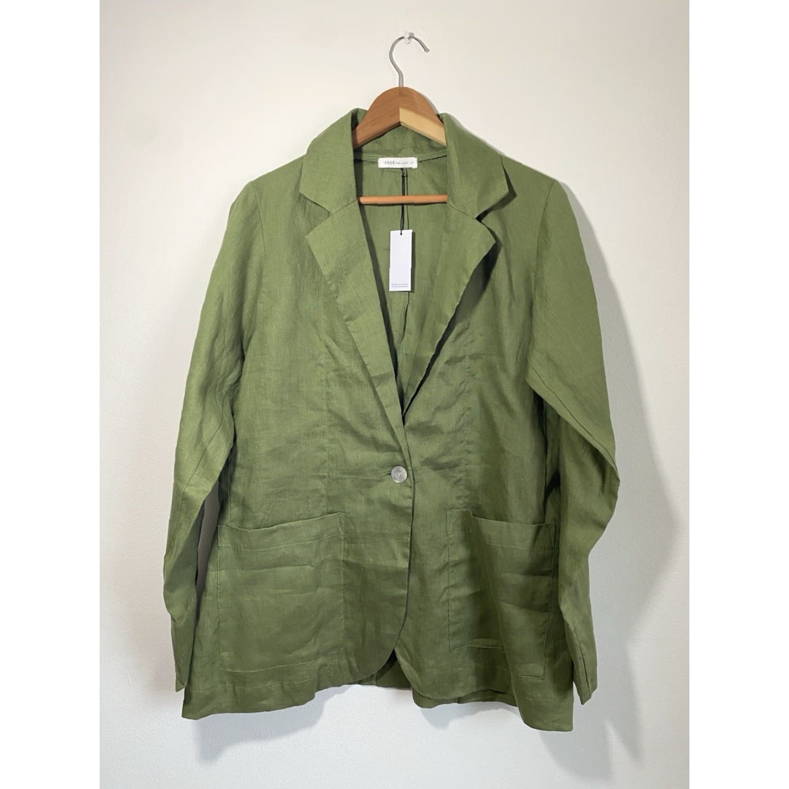 Vintage NWT AURA The Label Linen Blazer Blazer Women Green L Boho Linen Blazer Sz L Casual Pockets 100% Linen Size L / US 10 / IT 46 - 2 Thumbnail