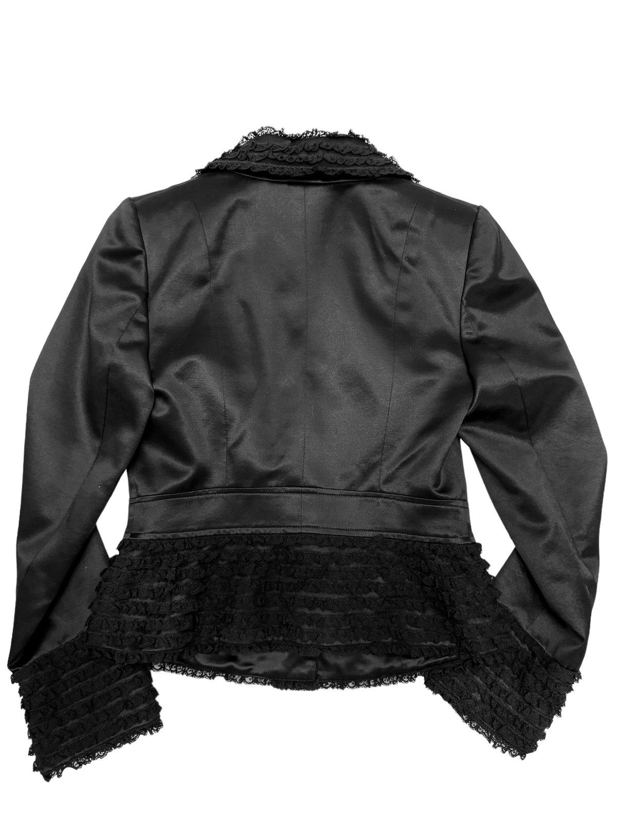 John Galliano 2001 Silk Satin Wool Frill Blazer Size S / US 4 / IT 40 - 2 Thumbnail