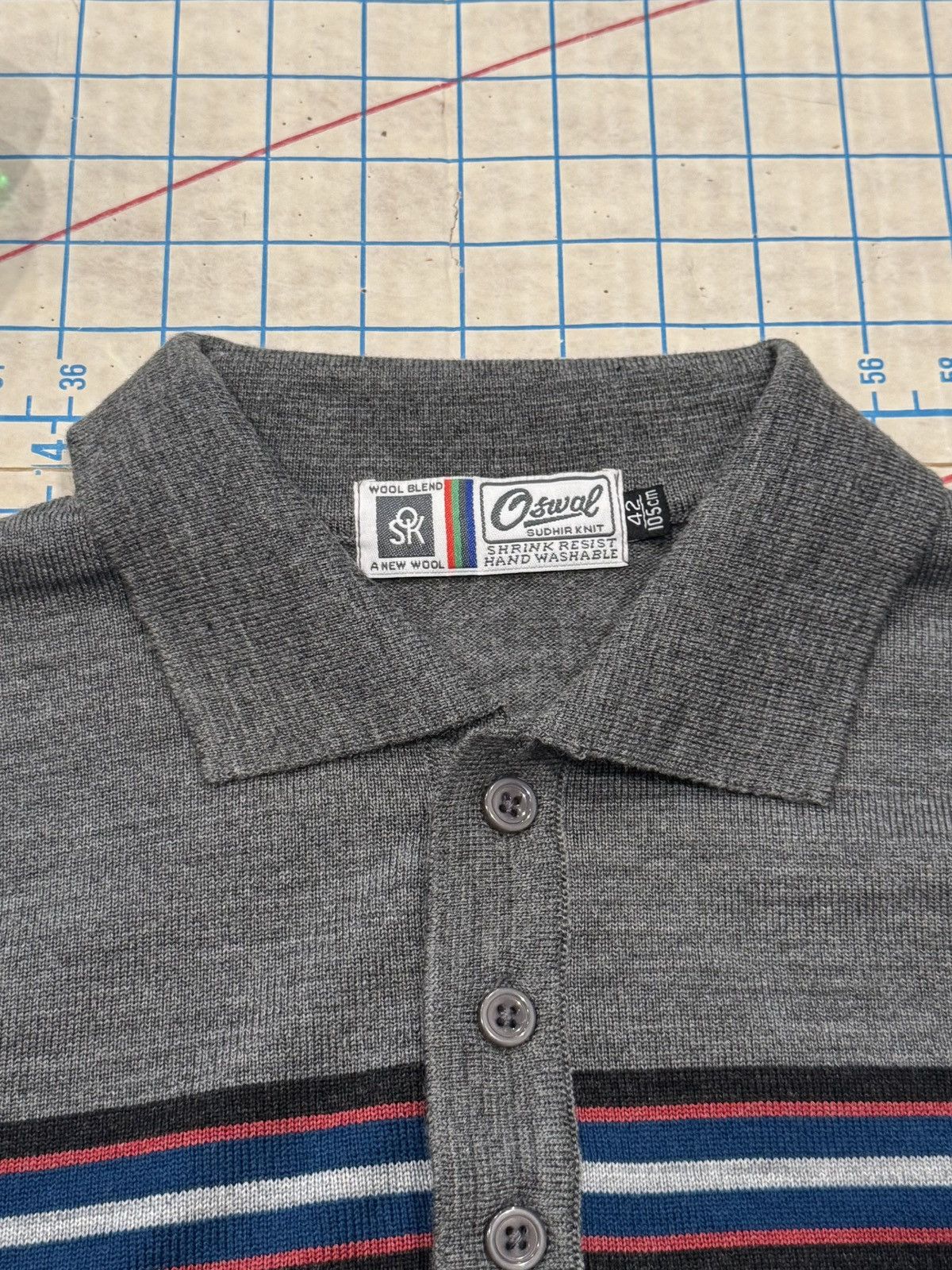 Vintage Vintage Oswal Sudhir Knit Wool Blend Polo Shirt L/S Medium Size US M / EU 48-50 / 2 - 4 Thumbnail