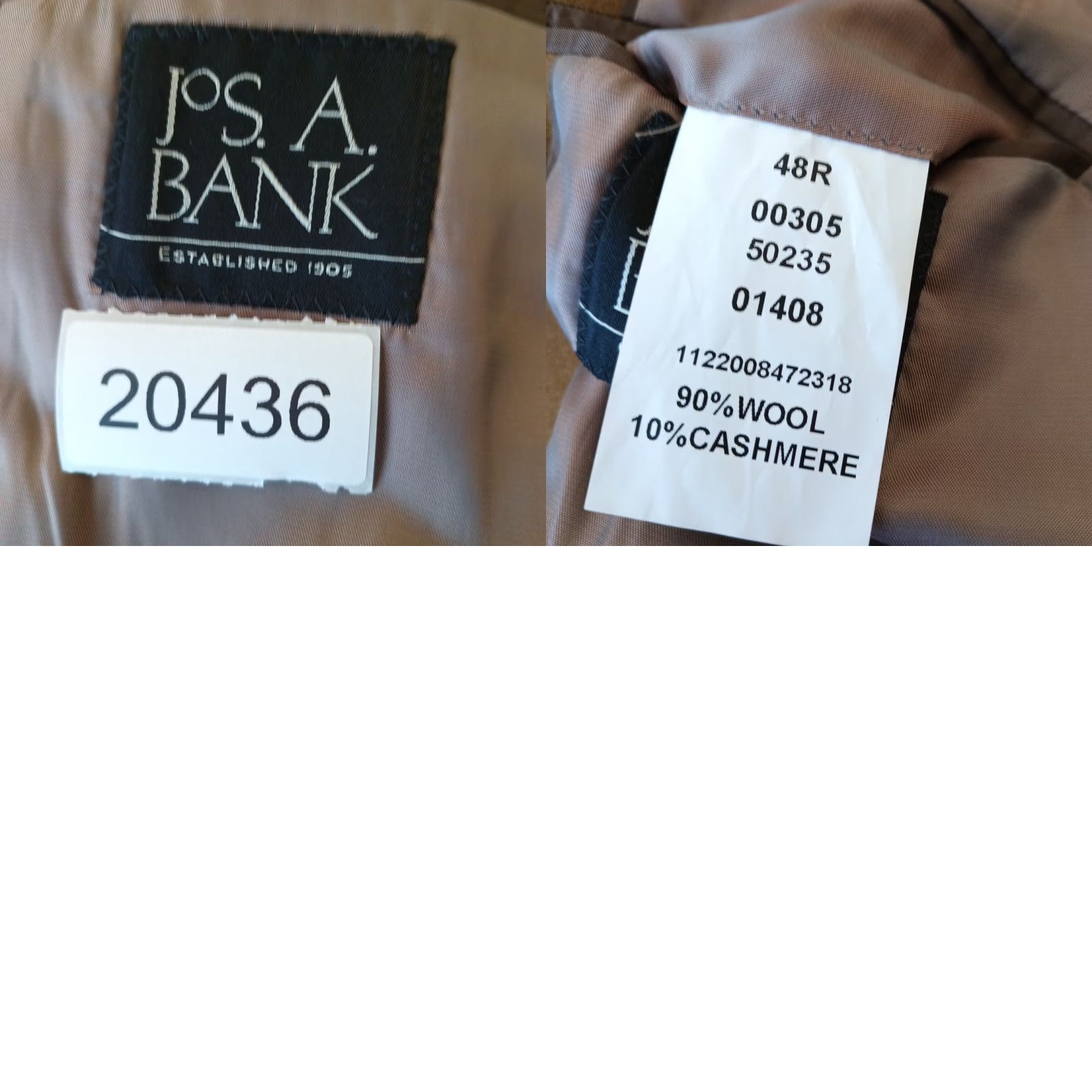 Jos. A. Bank Jos. A. Bank Blazer Mens 48 Brown Wool Cashmere 2 Button Single Vent Notch Lapel Regular Pattern Solid Vintage No Womens Mens Shirts? Size 48R - 9 Thumbnail