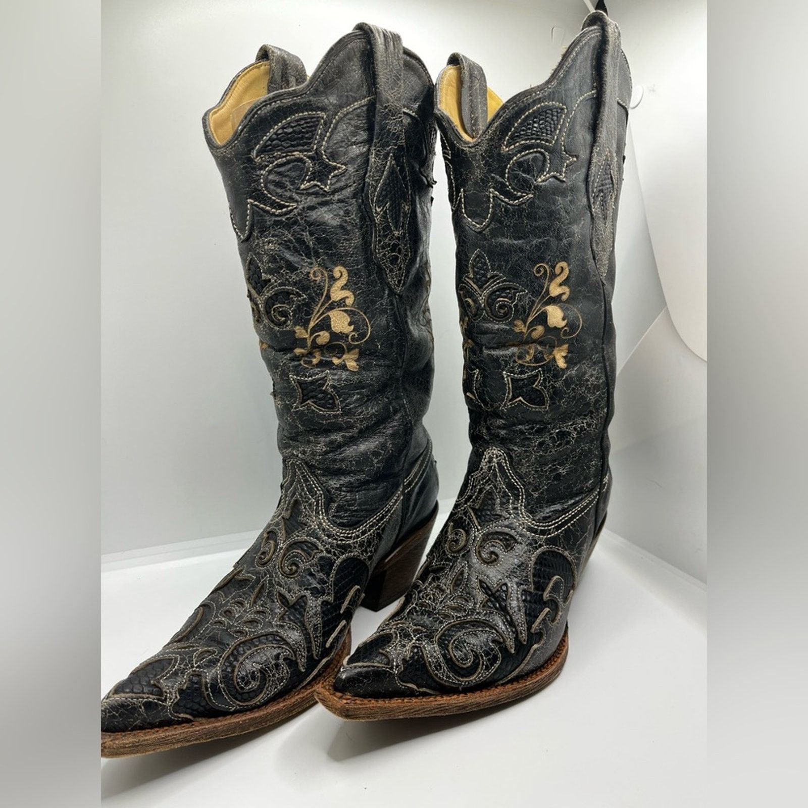 Other Lizard overlay Leather Cowgirl Boots Size US 6 / IT 36 - 2 Thumbnail