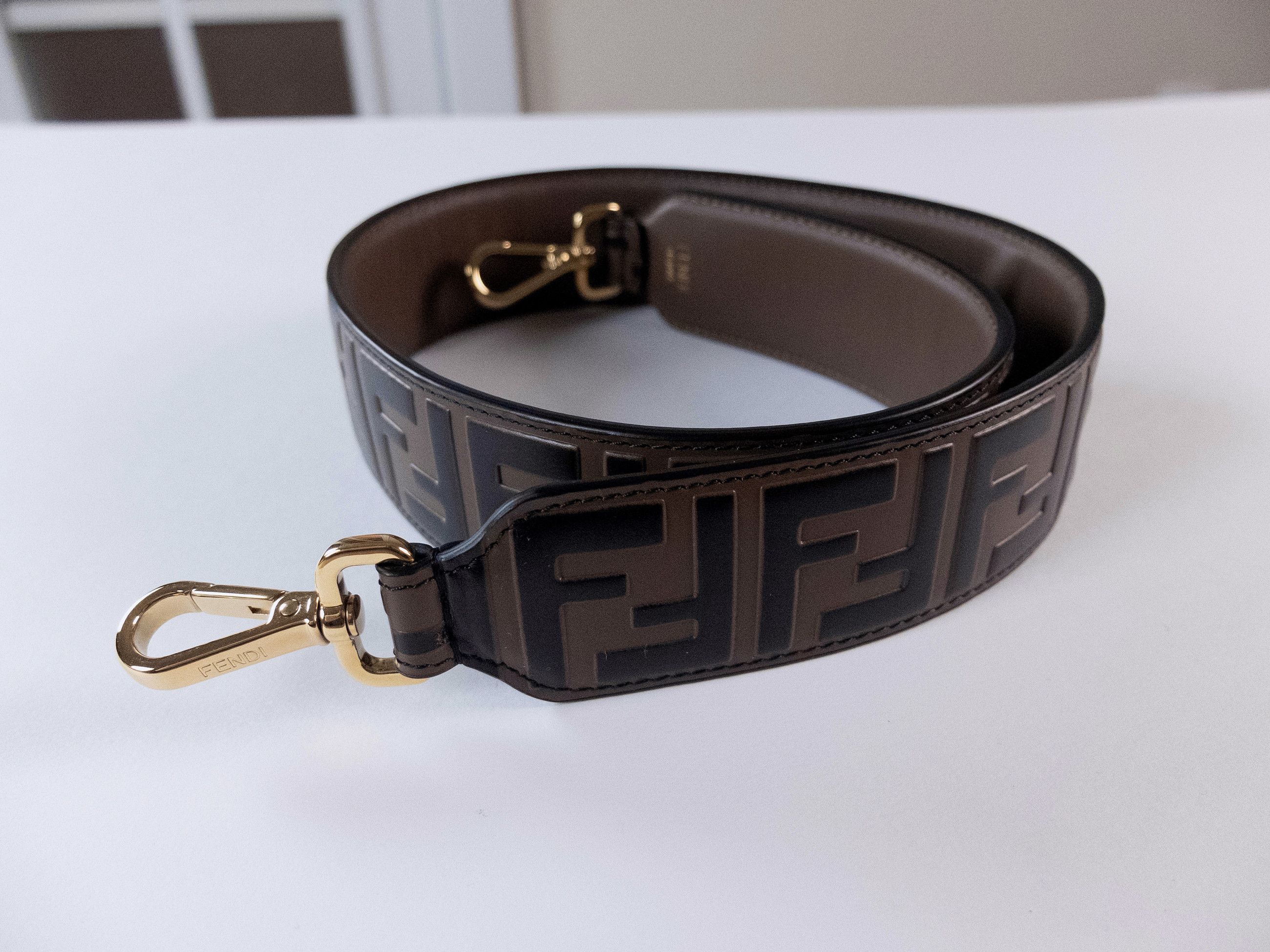 Fendi FENDI Strap You brown & black FF logo leather bag strap Size ONE SIZE - 1 Thumbnail