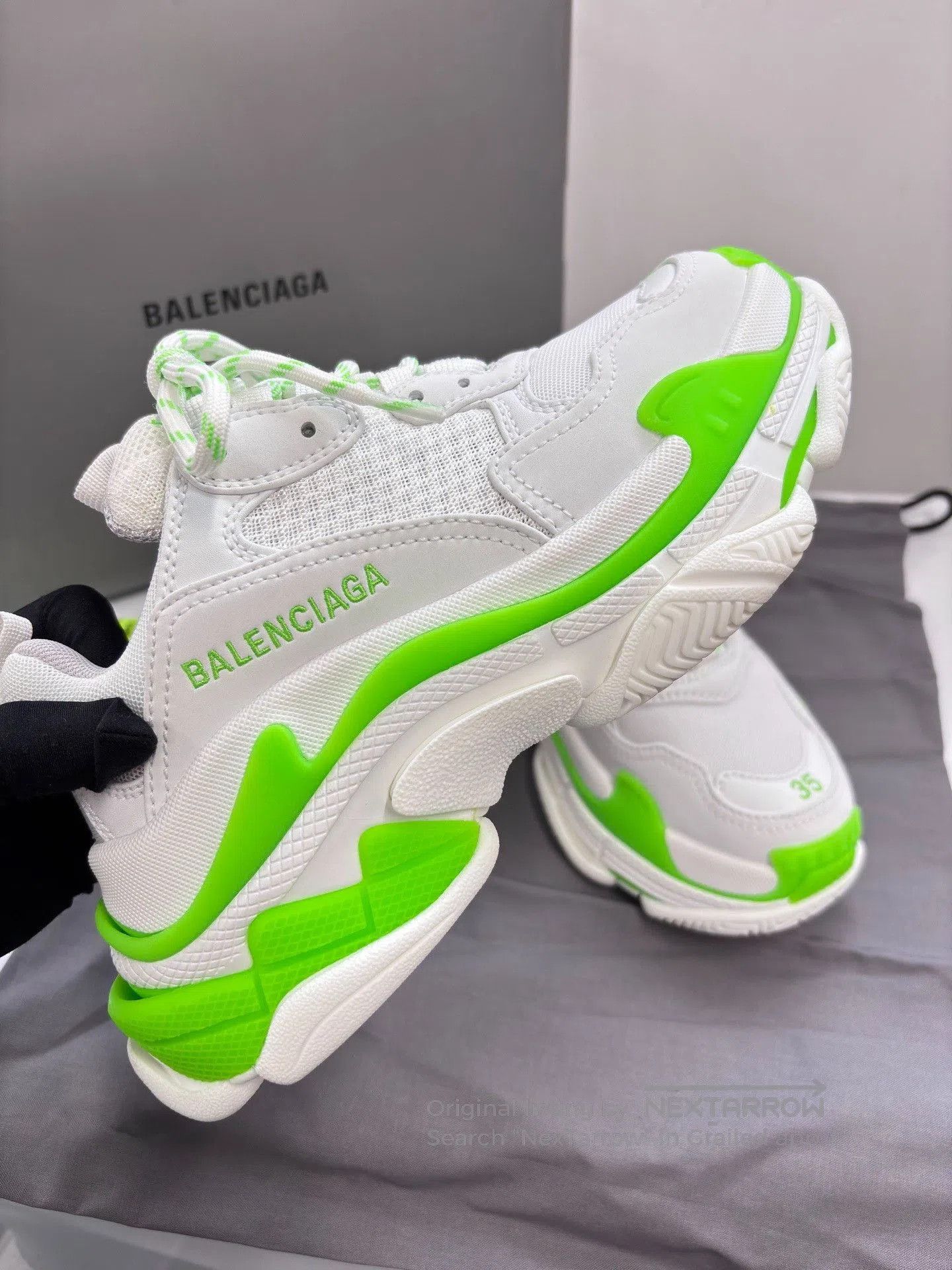 Balenciaga Balenciaga Triple S White Green Sneakers. Size US 4 / IT 34 - 7 Thumbnail