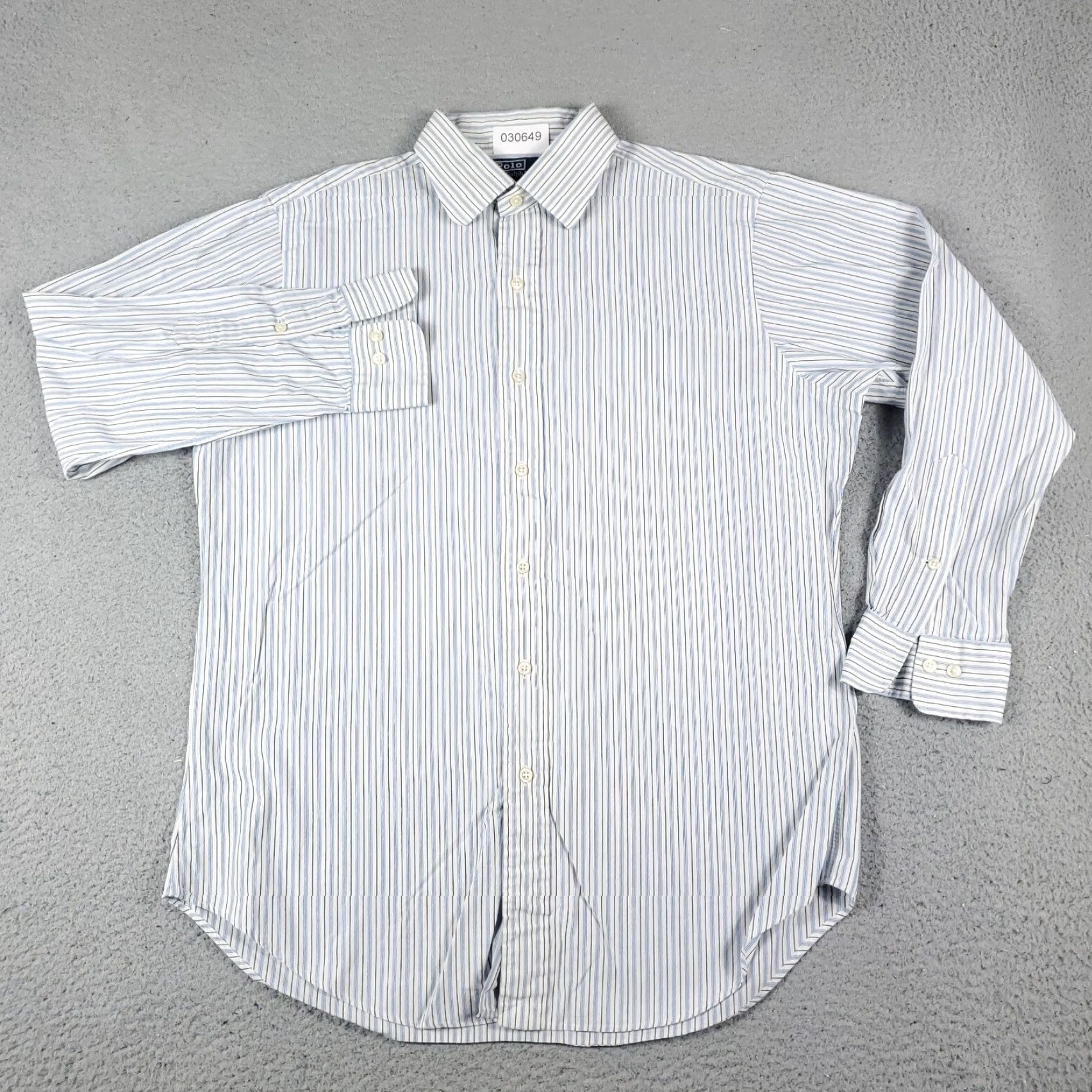 Ralph Lauren Ralph Lauren Dress Shirt Men 15.5 Blue Stripe Button-Down Long Sleeve Non-Iron Collared Regular Fit, Classic American Style, Cotton, Vintage: No Size 40R - 2 Thumbnail