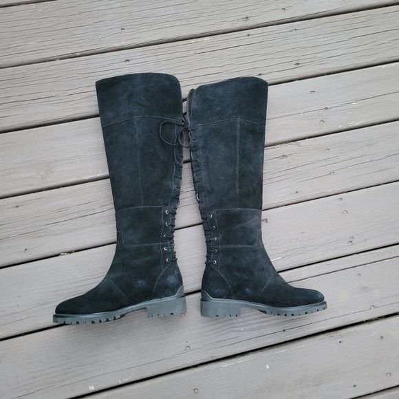 Nine West Nine West Black Suede Leather Over The Knee OTK Equestrian R Size US 7.5 / IT 37.5 - 4 Thumbnail