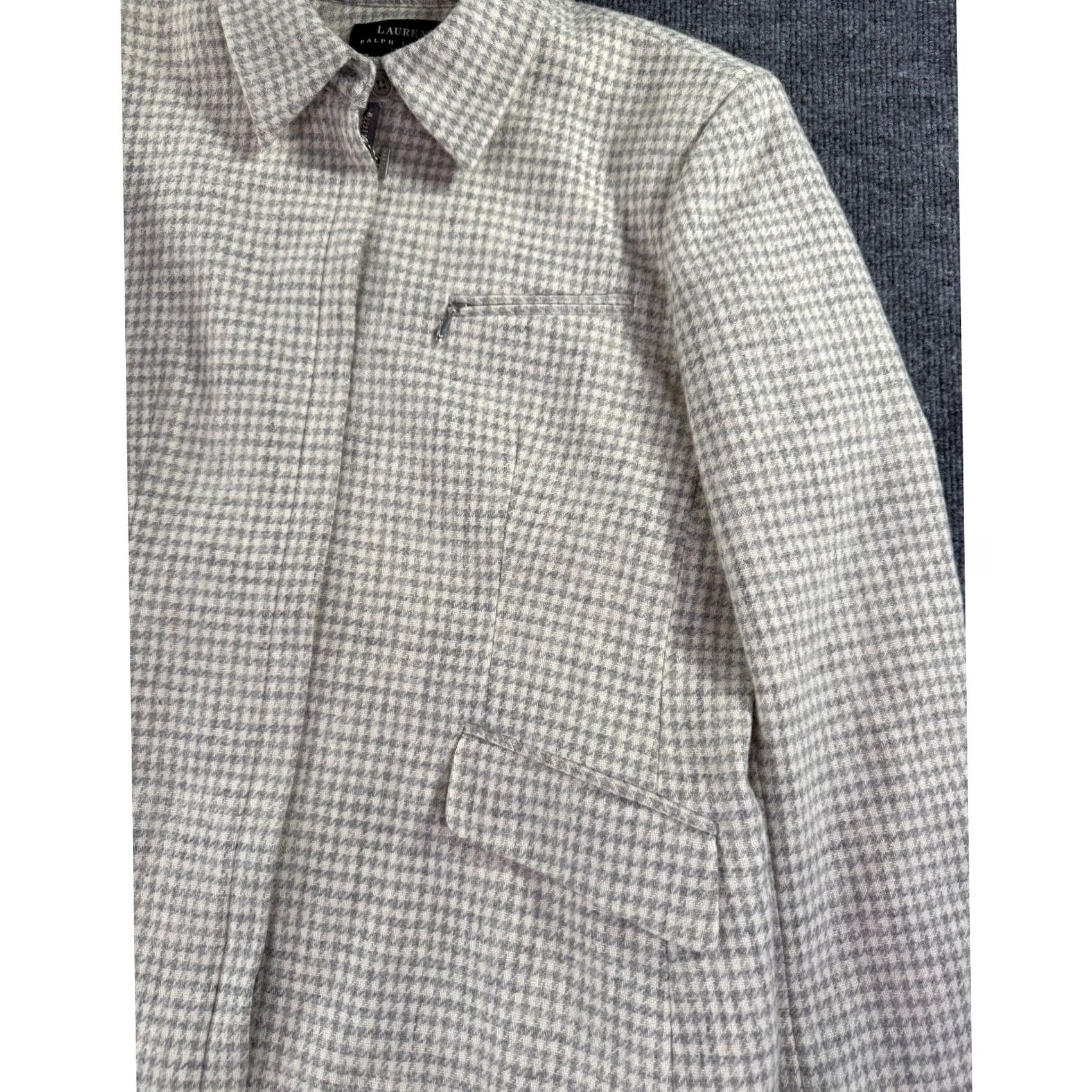 Ralph Lauren VINTAGE Lauren Ralph Lauren Houndstooth Jacket Womens Size 14 Gray Zip Front Collared Size XL / US 12-14 / IT 48-50 - 4 Thumbnail