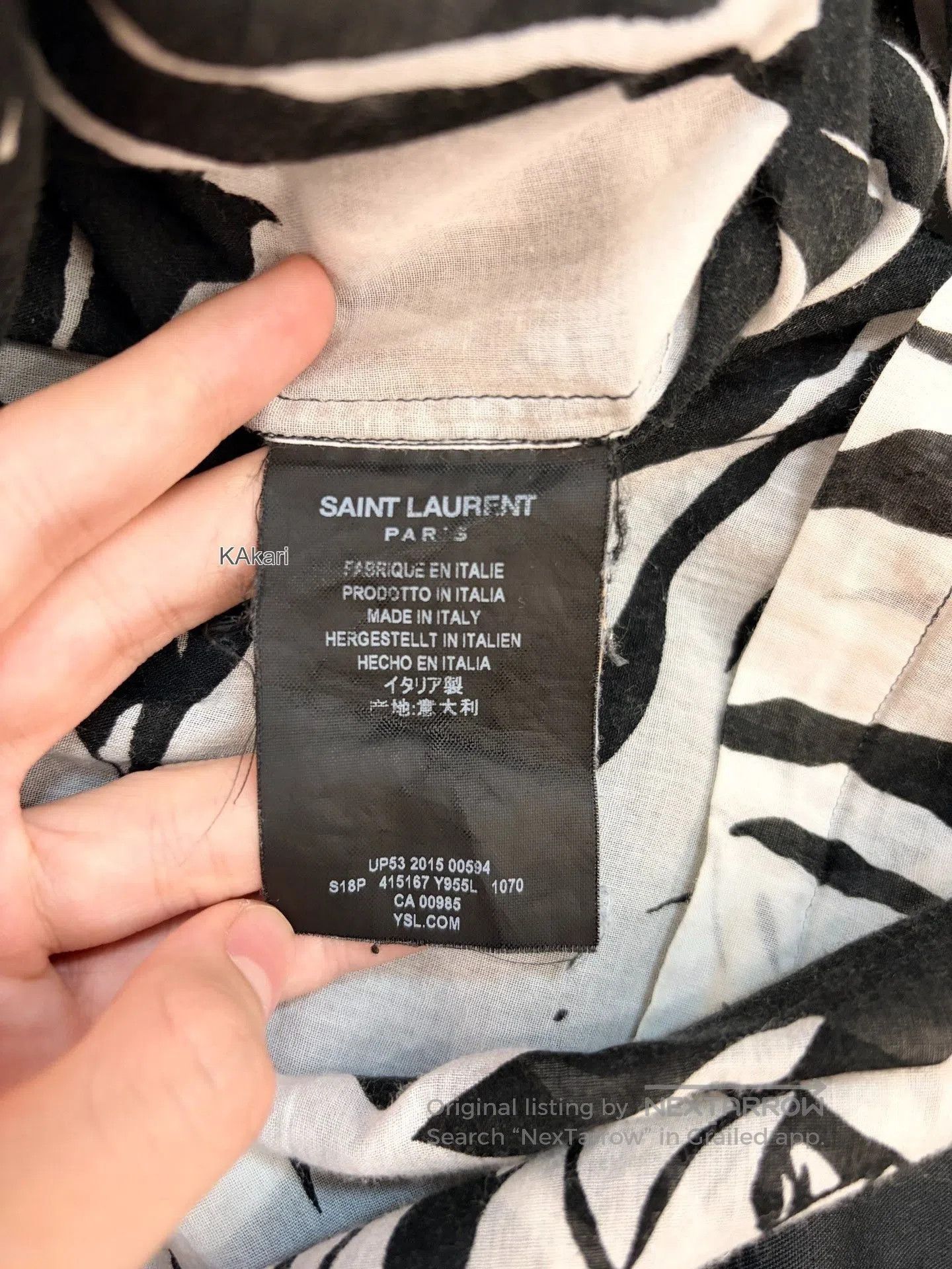 Saint Laurent Paris Saint Laurent 16ss Cuban Collar Palm Shirt. Size US S / EU 44-46 / 1 - 4 Thumbnail