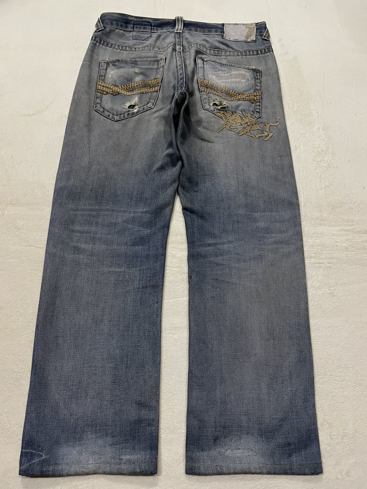 Polo Ralph Lauren Vintage Polo Denim Distress Mudwash Faded Jeans Size US 33 - 9 Thumbnail