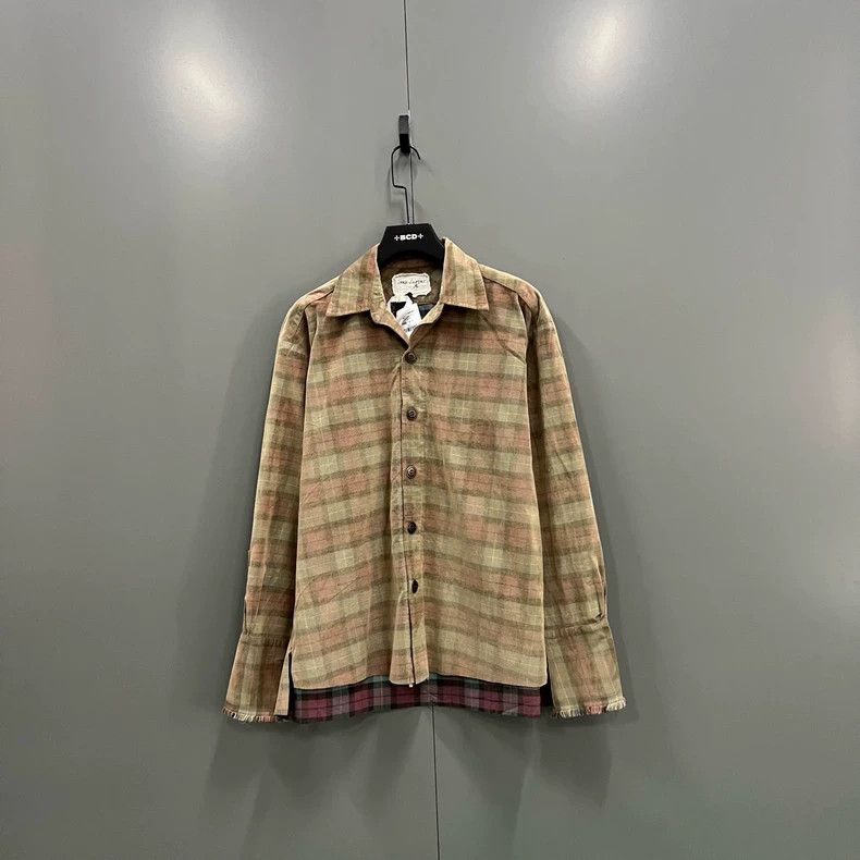 Greg Lauren greg lauren Color blocking plaid long sleeved shirt 2506-Ne Size US XL / EU 56 / 4 - 1 Thumbnail