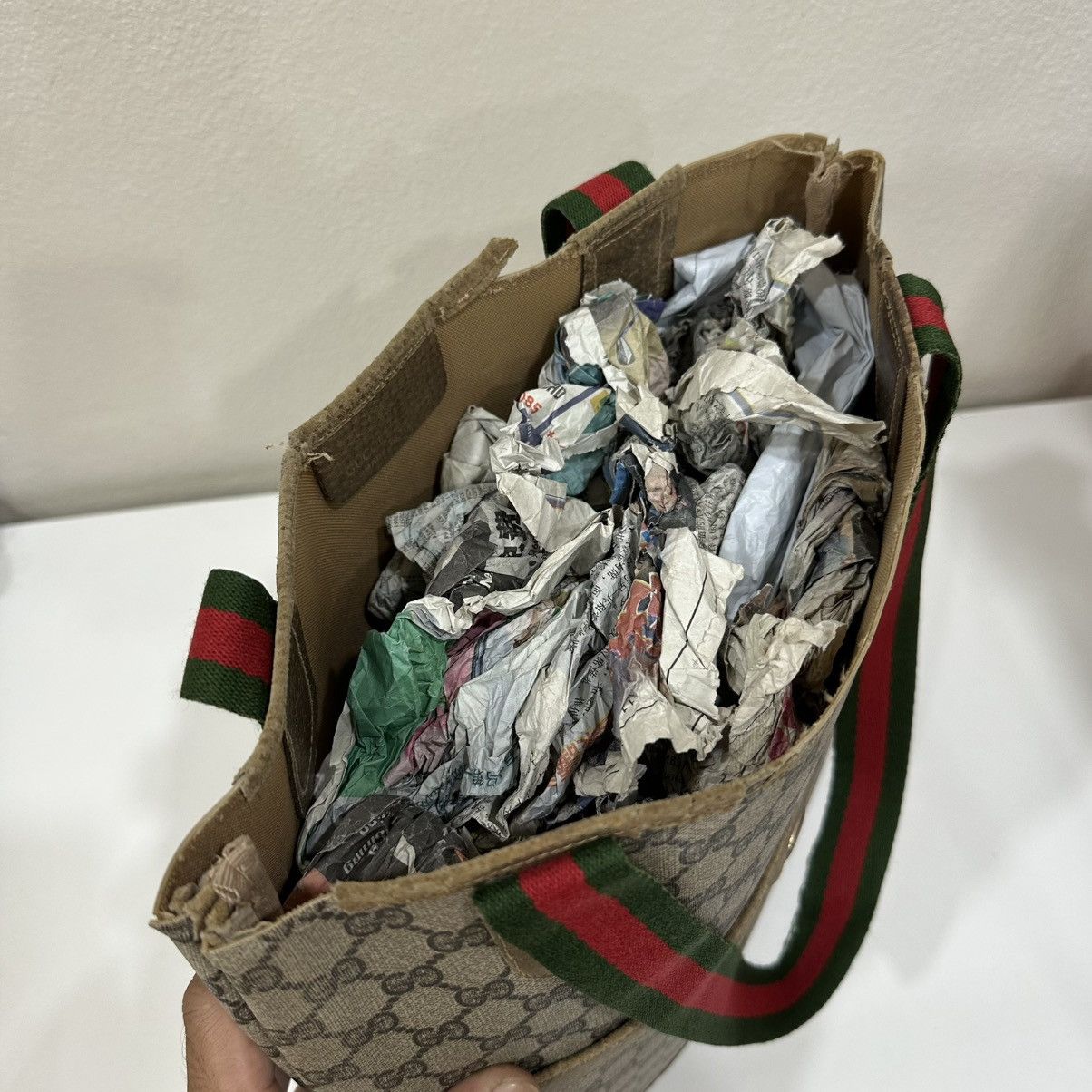 Gucci VINTAGE GUCCI GG MONOGRAM SHERRY LINE TOTE BAG 34 Size ONE SIZE - 4 Thumbnail