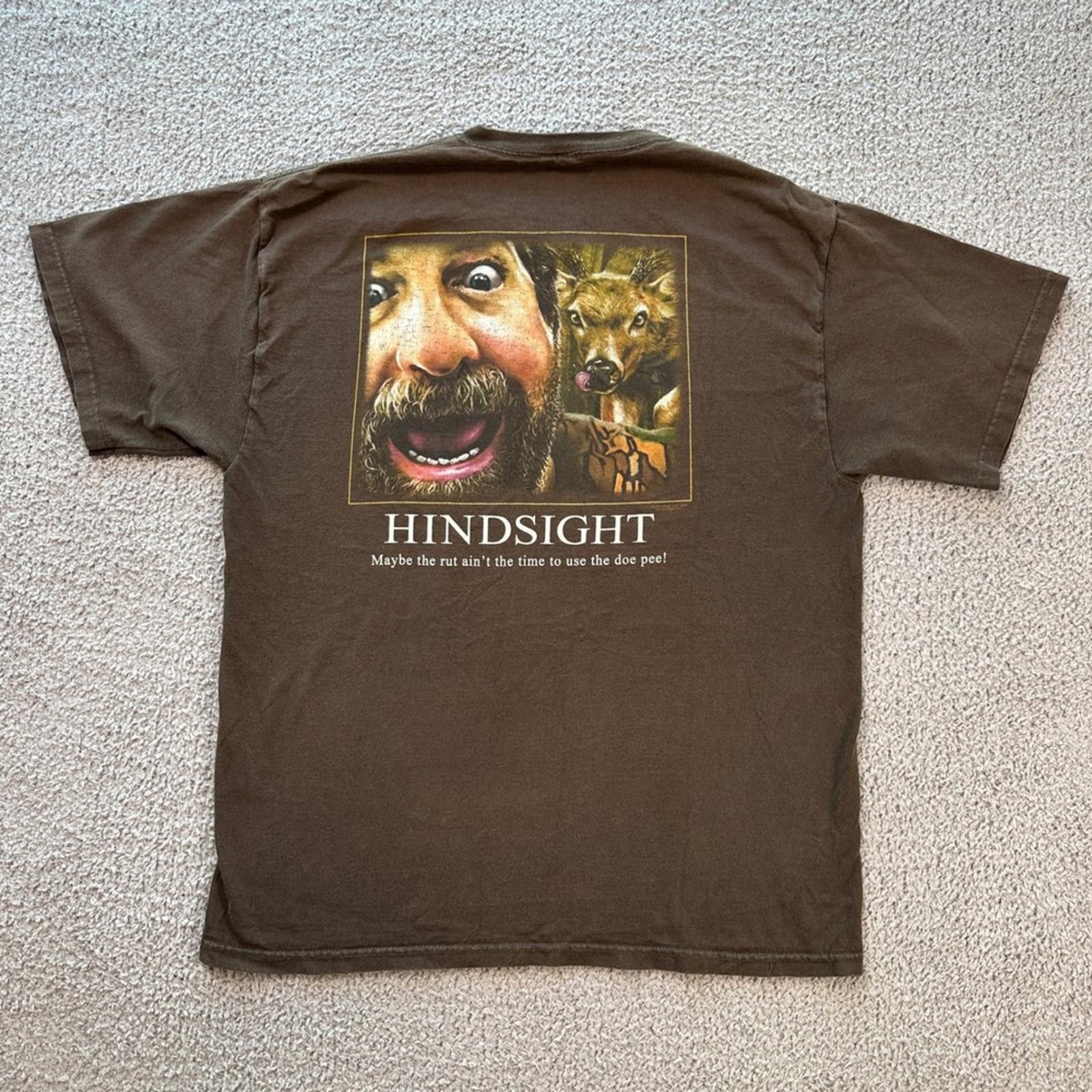 Delta Vintage 90s Redneck Hindsight T-Shirt Brown Mens Funny L Size US L / EU 52-54 / 3 - 1 Thumbnail